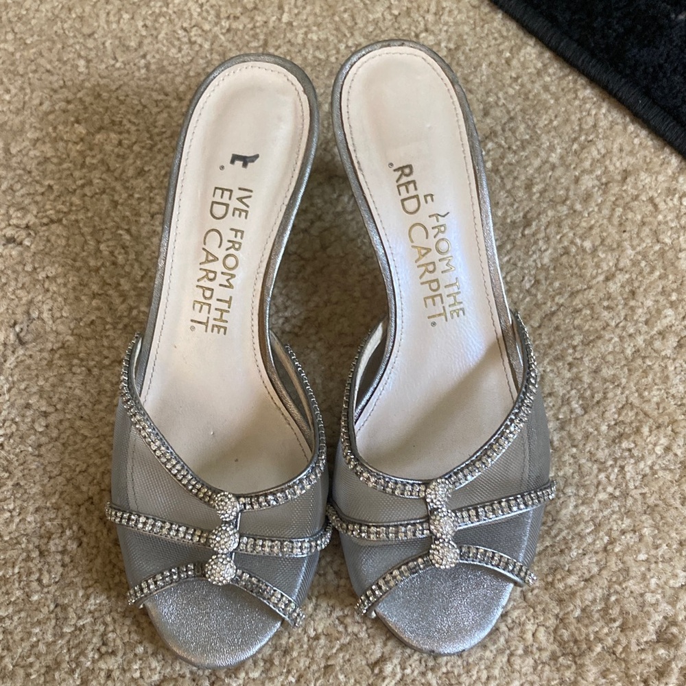 Silver Rhinestone Embellished Heels